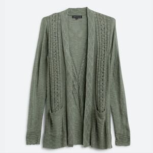 Love EllieAdelle Two Pocket Pointelle Cardigan Olive Green Size Large